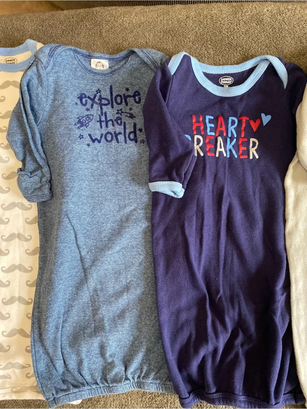 Gerber and Lovable Friends Baby Boys Sleepers Gowns Lot 0-6 Months
